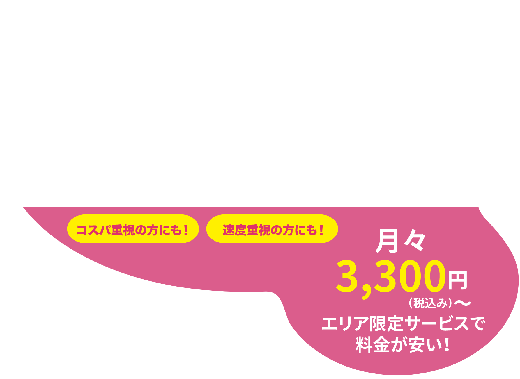 月々3300円（税込み）〜エリア限定サービスで料金が安い！