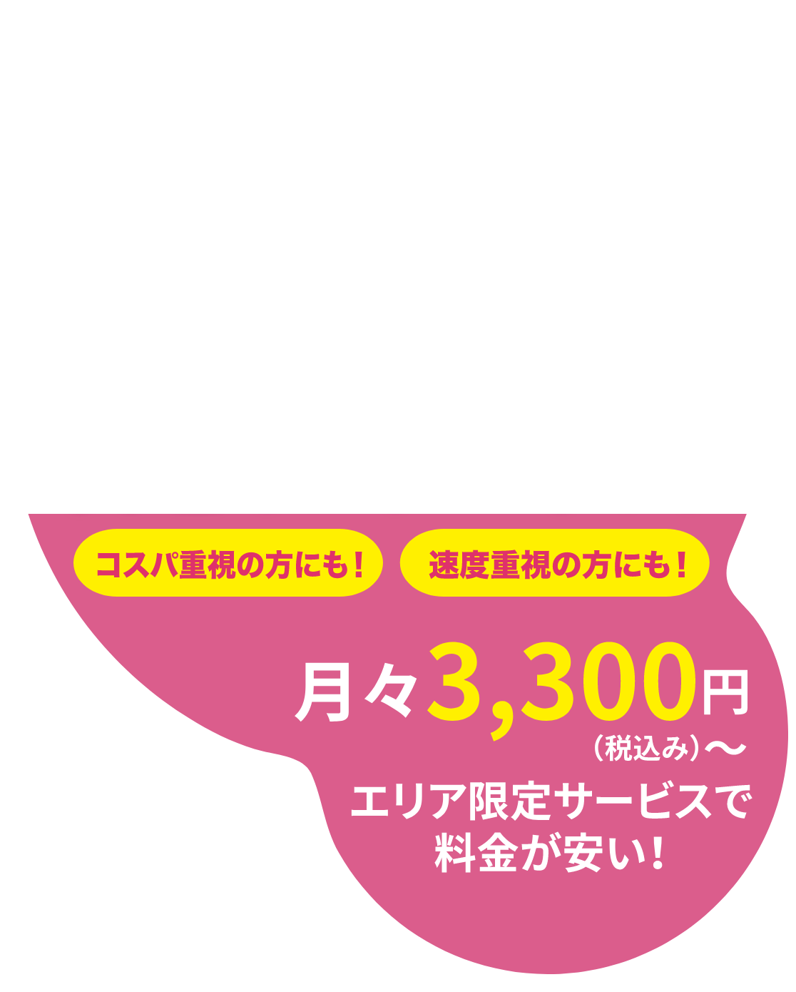 月々3300円（税込み）〜エリア限定サービスで料金が安い！